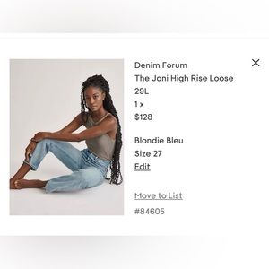 Aritzia Denim Forum Joni Loose High Rise Jeans
